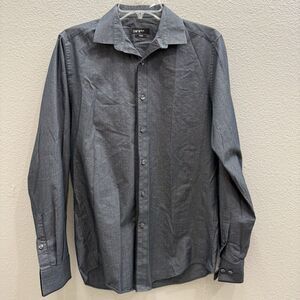 Bar III Mens Dress Shirt Medium Gray Dots Button Up